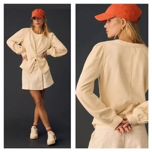 ⭐️ Anthropologie Pilcro Twist-Front Off White Cream Sweatshirt SMALL